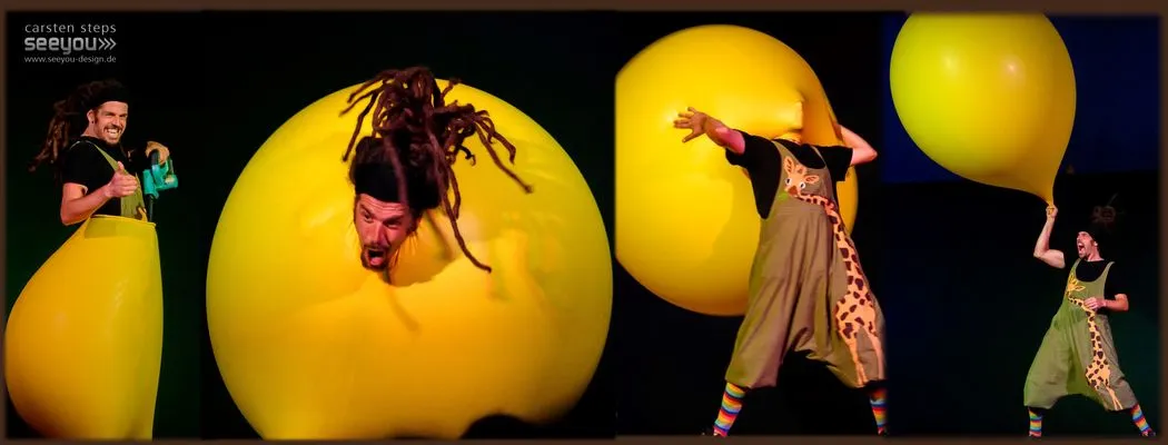 Mann im Riesenballon